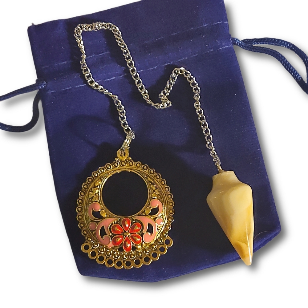 Citrine Quartz Crystal Chakra Pendulum Heal Flower Gem Rock Anchor Bob USA